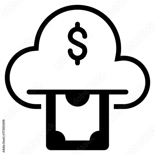 cloud money receive online solid glyph