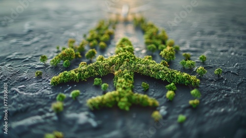 Green Airplane Flying Through Cloudy Sky