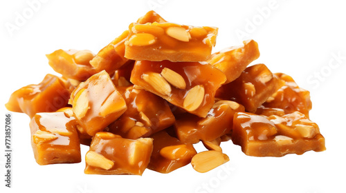 Wallpaper Mural A luxurious pile of caramel-coated almonds displayed on a pristine white background Torontodigital.ca