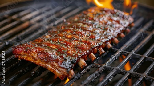 Grilling Meat on BBQ