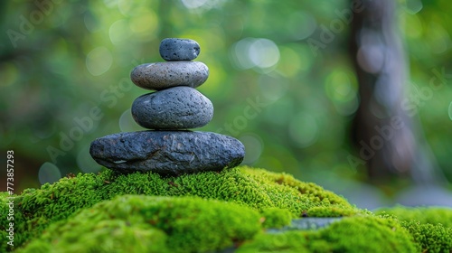 Stack of Rocks on Mossy Ground