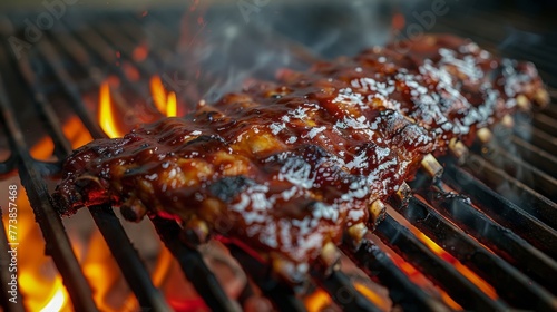 Grilling Meat on BBQ