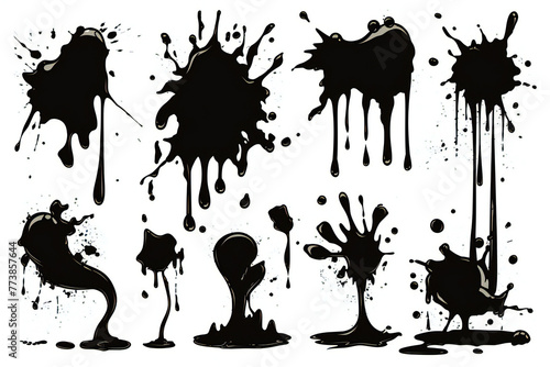Black ink splashes set, graphic element