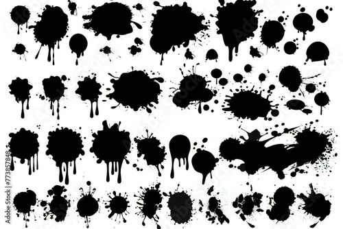 Black ink splashes set  graphic element