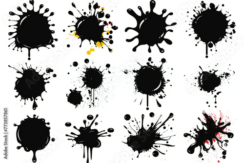 Black ink splashes set  graphic element