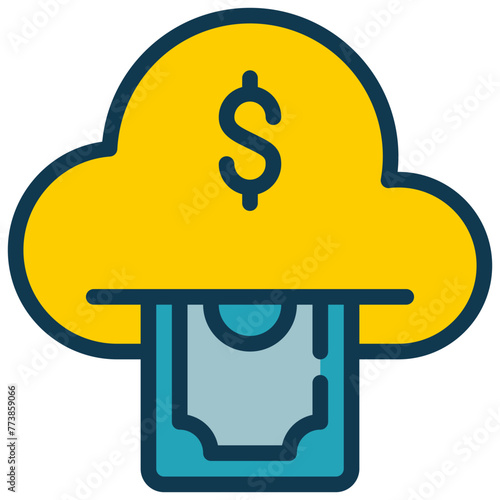 cloud money receive online filled outline