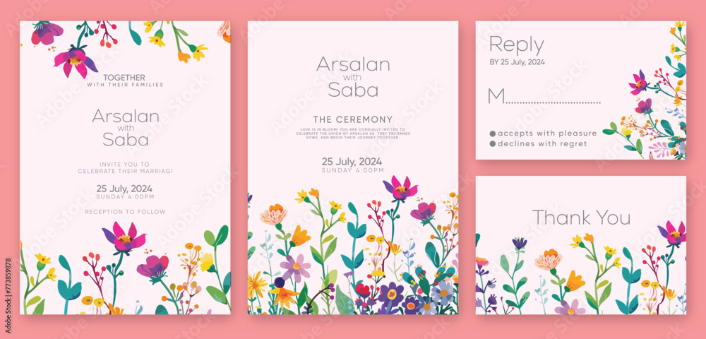 a wedding invitation for a wedding with flowers and the words  celebratory  on the bottom.