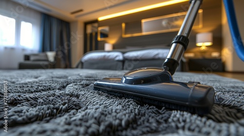 Close Up of a Vacuum on a Carpet