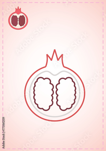 blank coloring page pomegranate fruit vegetables color layout illustration