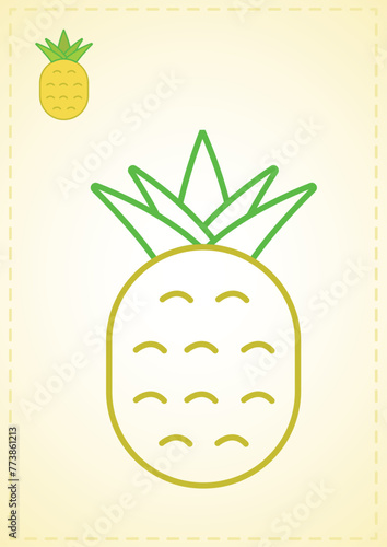 blank coloring page pineapple fruit vegetables color layout illustration