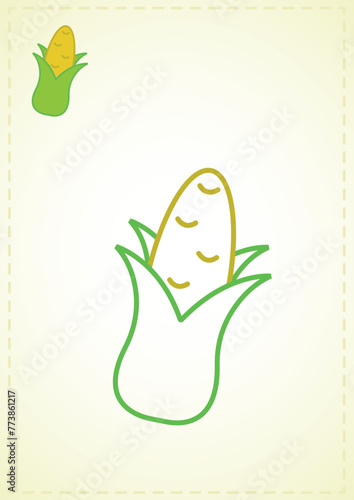 blank coloring page corn popcorn greens fruits vegetables color layout illustration
