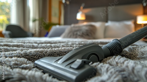 Close Up of a Vacuum on a Carpet