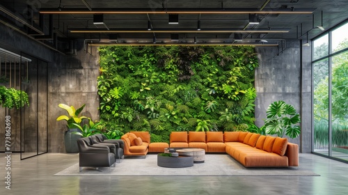 Well-Furnished Living Room With Green Wall