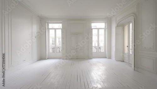 Wallpaper Mural Elegant Parisian style appartment with hight ceilings and parquet floor, generative ai, interior design Torontodigital.ca