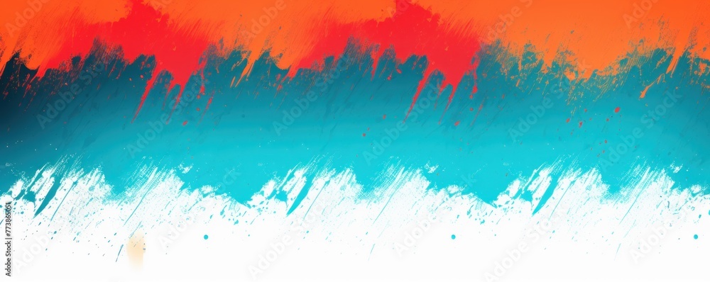 Cyan red orange gradient gritty grunge vector brush stroke color halftone pattern