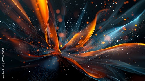 Digital technology black orange wave curve abstract poster web page PPT background photo