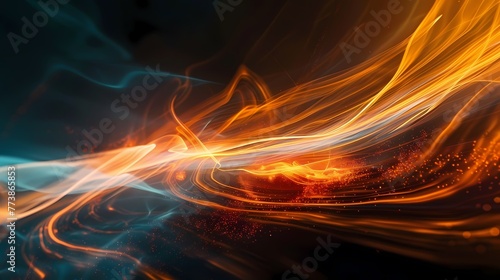 Digital technology black orange wave curve abstract poster web page PPT background