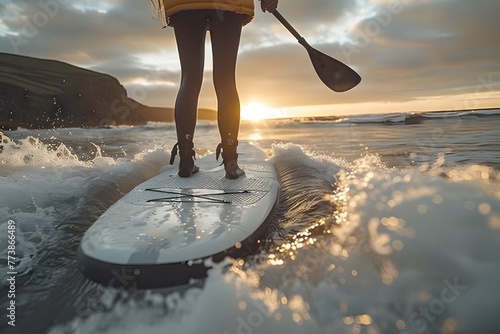 Person Riding Paddle Board on Water © D