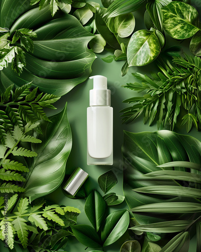 Banner ad for beauty products and leaf background.