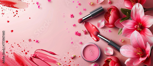 Cosmetics background with realistic style.