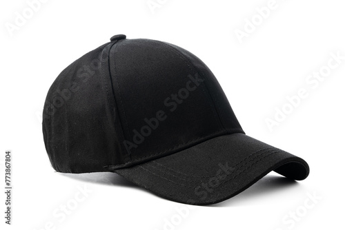 Black Baseball Cap on White Background