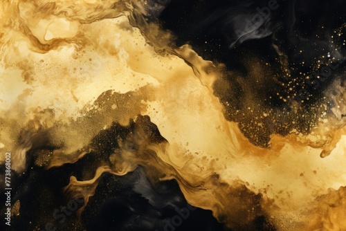 Gold dark watercolor abstract background 
