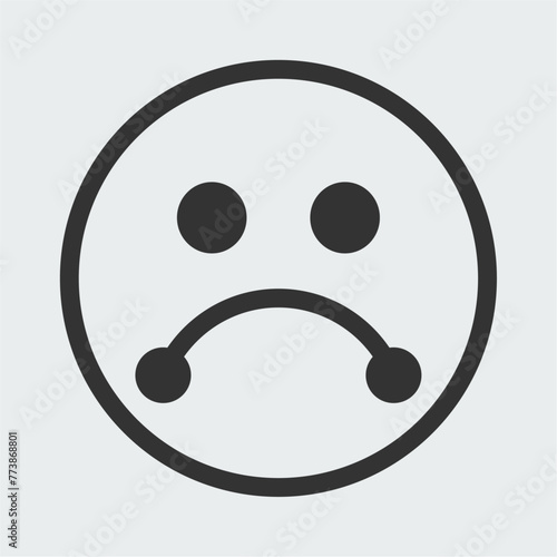 Sullen look, Sad face. Easily editable outline emoticon