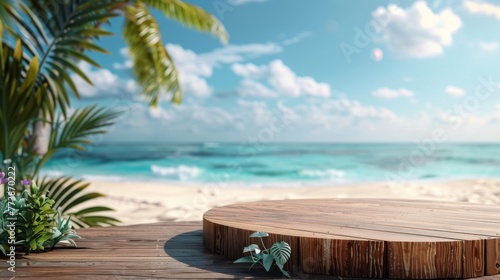 Wooden Table Overlooking Ocean