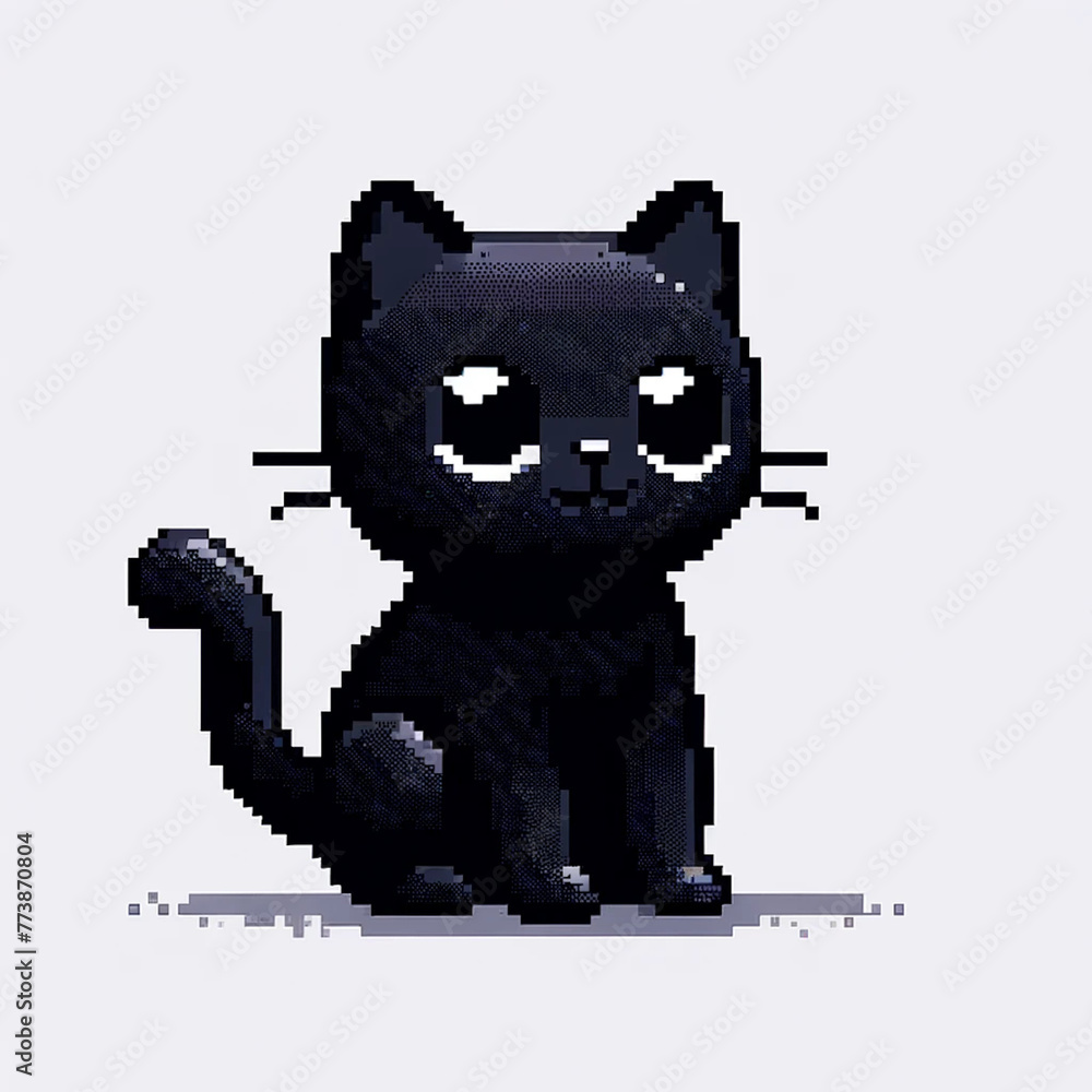黒猫のドット絵 黒猫のドット絵