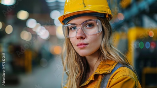 Woman in Hard Hat and Overalls
