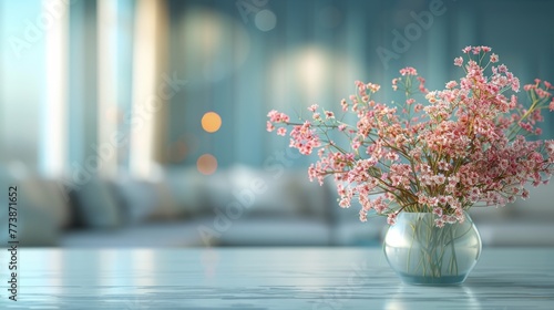 Pink Flowers in Vase on Table