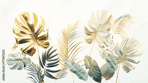 wooden with tropical botanical templet, banner, plant copy space for text, Vintage Style, Creative nature layout made of tropical leaves. Summer concept.
