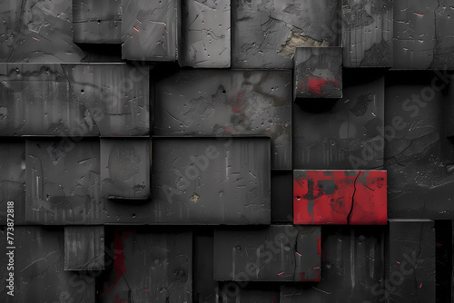 Blocy Background - weathered blocks with a red accent