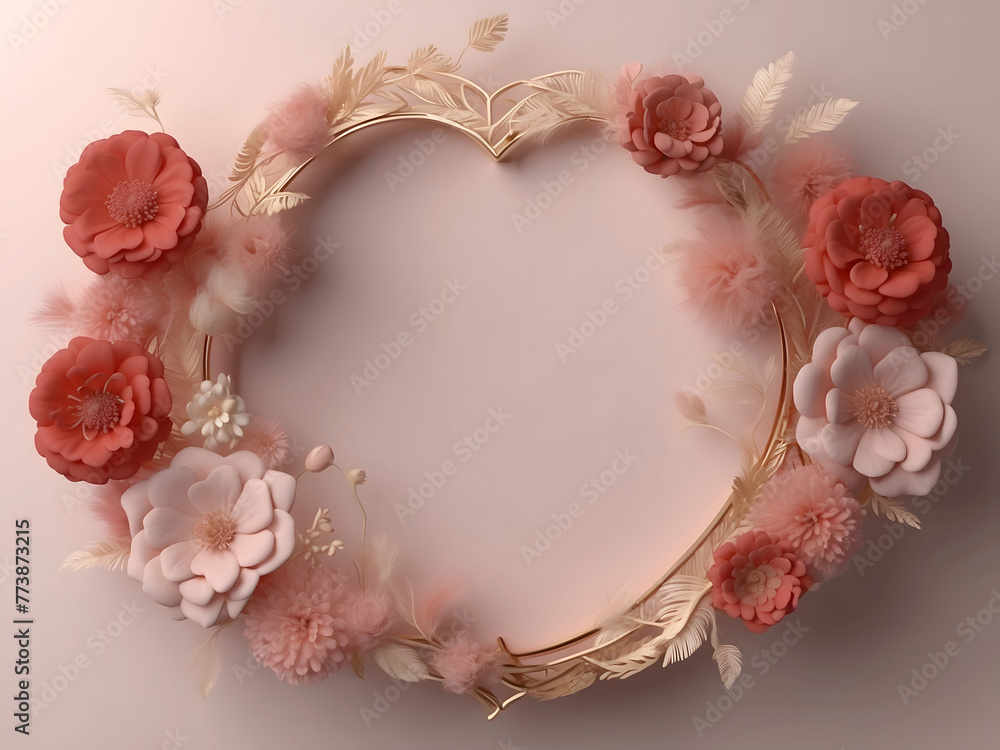 3D render happy Mother's Day banner with copy space. Celebrating Mother's Day with gift box, heart and flowers DESIGN. 3D render happy Mother's Day banner with copy space. Celebrating Mother's Day with gift box, heart and flowers DESIGN.
