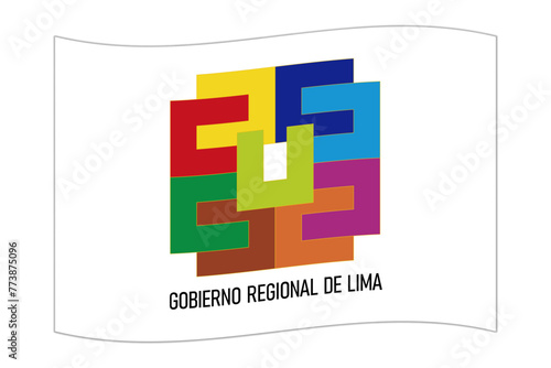 Waving flag of Department of Lima, administrative division of Peru. Vector illustration.