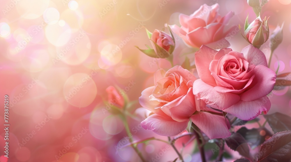 Pink Roses in Soft Light for Mother's Day Celebration Pink Roses in Soft Light for Mother's Day Celebration
