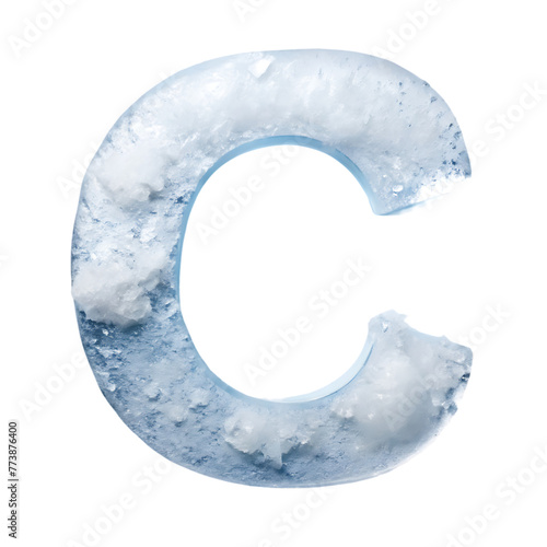 symbol made of transparent ice letter c