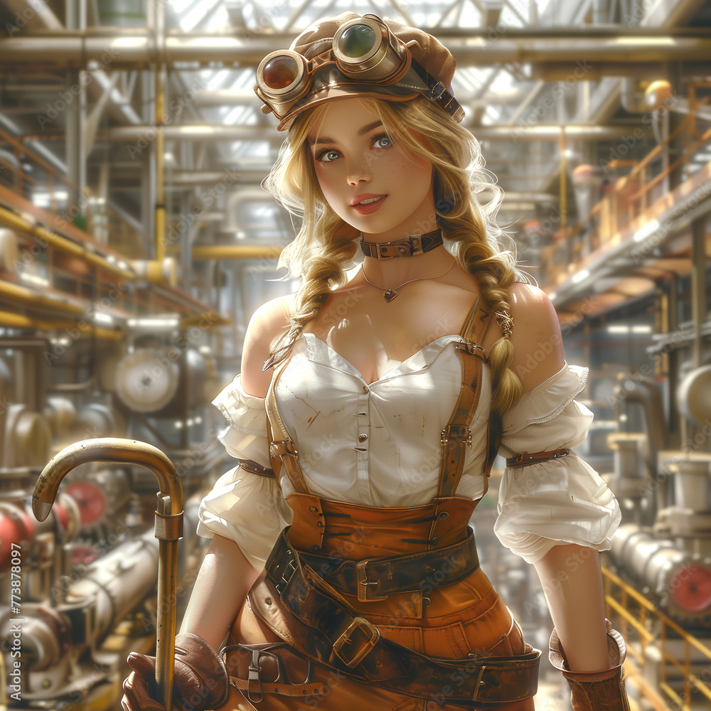 A delightful girl dressed in a Victorian costume in a steampunk style. Historical abstraction. A beautiful character for wallpaper, games. A delightful girl dressed in a Victorian costume in a steampunk style. Historical abstraction. A beautiful character for wallpaper, games.