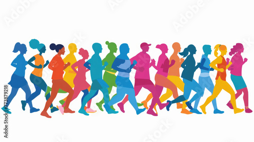 Group of individuals with running gear participating in a marathon race, showcasing endurance and determination photo