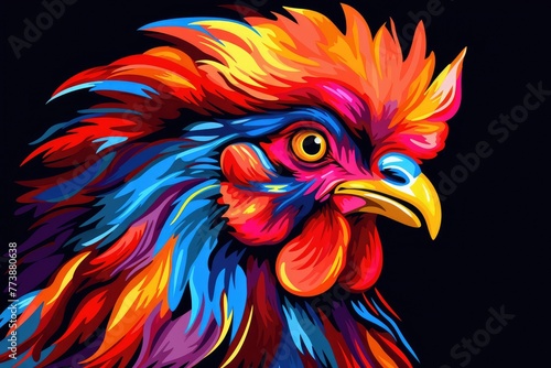 colorful chicken animal portrait illustration © krissikunterbunt