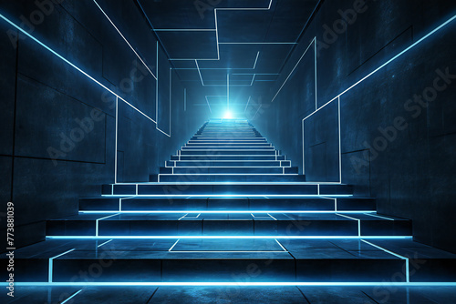 Digital stairs representing growth and evolution photo