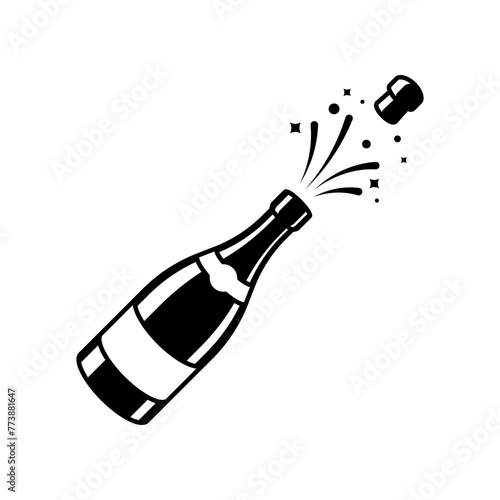 Champagne bottle explosion icon vector isolated on white background.