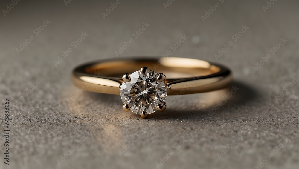 A sleek, modern engagement ring with a single, flawless diamond, catching the light in a chic, minimalist setting Generative AI A sleek, modern engagement ring with a single, flawless diamond, catching the light in a chic, minimalist setting Generative AI