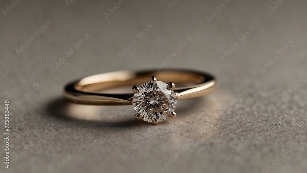 A sleek, modern engagement ring with a single, flawless diamond, catching the light in a chic, minimalist setting Generative AI A sleek, modern engagement ring with a single, flawless diamond, catching the light in a chic, minimalist setting Generative AI