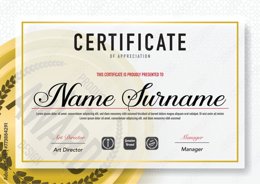 Certificate template luxury and diploma style,vector illustration. - obrazy, fototapety, plakaty 