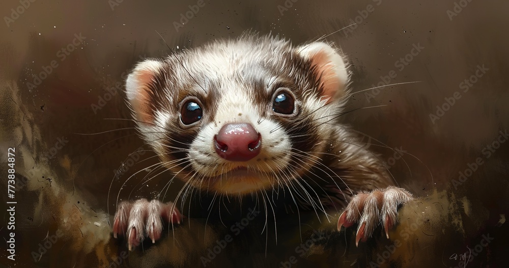 Ferret, curious peek, close-up, playful angle, dynamic, natural light, crisp detail. Ferret, curious peek, close-up, playful angle, dynamic, natural light, crisp detail.