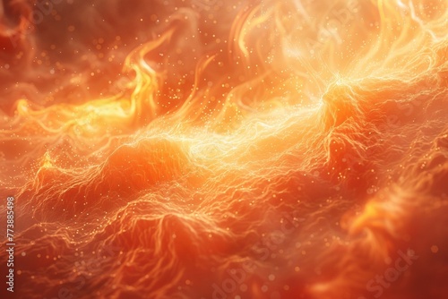 A yellow fire blazes with intense heat and energy, creating a fiery explosion.