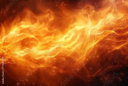 Raging flames explode with energy, glowing brightly with fiery intensity, emitting red and yellow hues