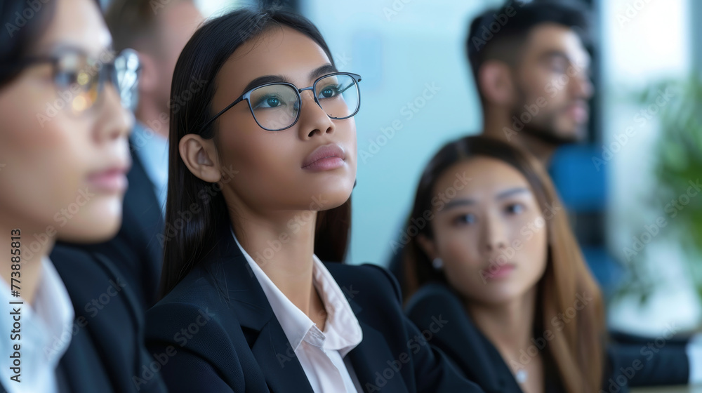 a diverse group of employees working together in a conference room a diverse group of employees working together in a conference room