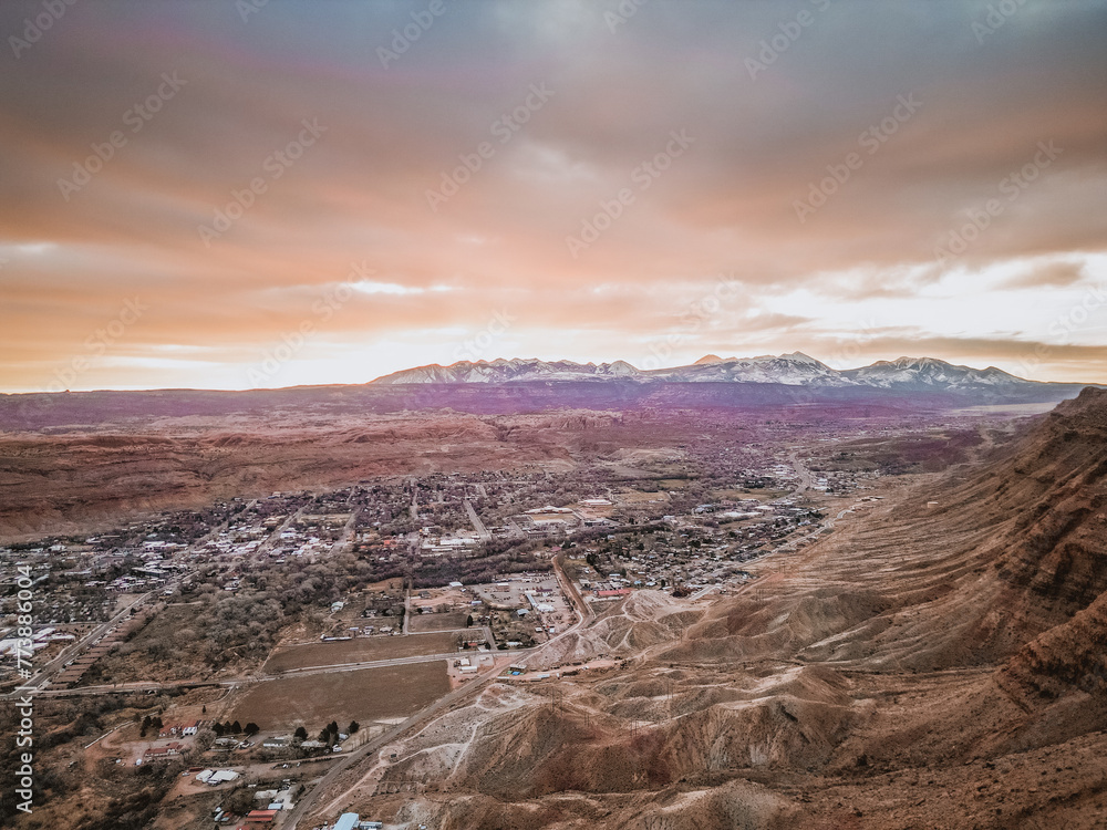 Scenic aerial view of Moab, Utah.